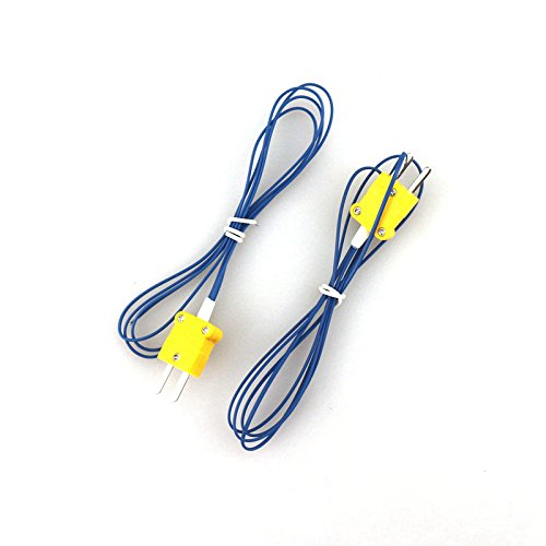 Two K-type thermocouples with yellow connectors and blue wires