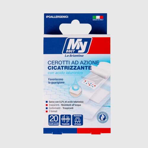 My Doct Cerotti Cicatrizzanti con Acido Ialuronico - Escoriazioni, Piccoli Tagli e Scottature, Formati Assortiti 20 pz, Trasparenti
