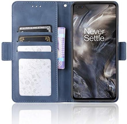 Phone Case for Oneplus Nord /5G With Tempered Glass Screen Protector Card Holder Slot Stand Kickstand Shockproof Protective Wallet Purse Leather oneplusnord 1 plus 1plus one+ one + 1+ one+ Blue