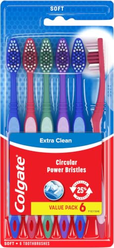 Image of Colgate Extra Clean Toothbrush,Soft Toothbrush for Adults,6 Count (Pack of 12)