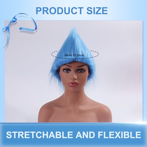 Image of Funny Sky Blue Wigs Hair Headband Halloween Costume Silly Crazy Wig for Adults