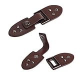4 Pairs Metal Leather Cape Cloak Clasp Fasteners Cardigan Clips Toggle Buttons with Sew On Hooks (Brown)