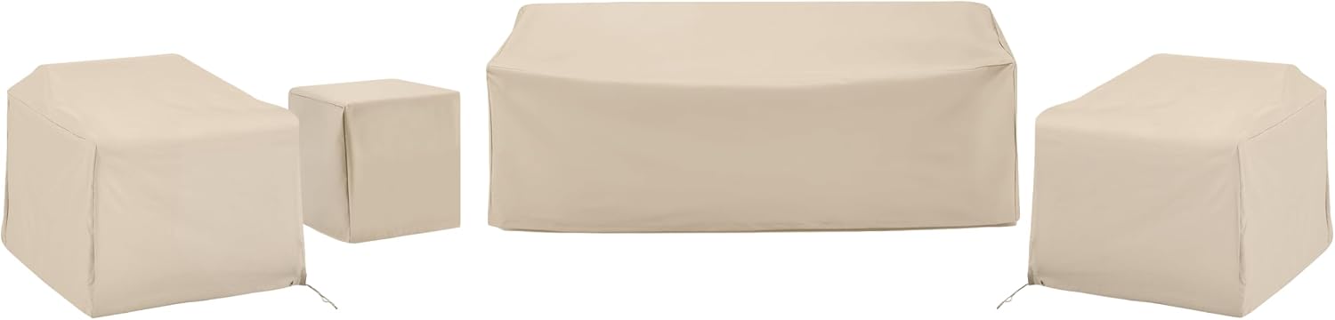 Crosley Furniture Patio Furniture Covers, Waterproof 4-Piece Cover Set for Outdoor Chairs, Sofa, Side Table, Tan