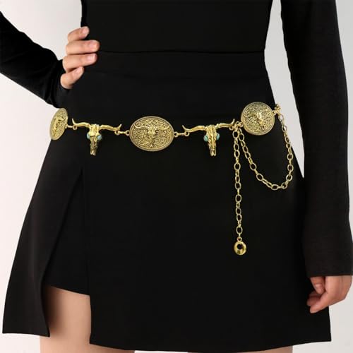 Atiptu Cowgirl Belt for Women Western Metal Concho Belt Boho Turquoise Waist Belts for Dresses Jeans Country Concert Outfit2