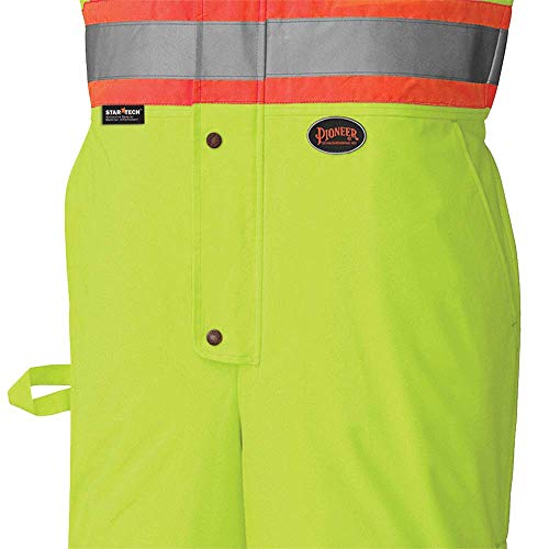 Pioneer High Visibility, Waterproof, Windproof Quilted Bib Safety Pants With Adjustable Suspenders, Reflective Tape, Yellow/Green, Unisex, L, V1120661U-L #TOP3