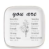 Dowoza Christian Gifts for Women Trinket Dish Tray, Religious Catholic Spiritual Gifts for Women Bible Verse Gifts for Christian Teen Girls Birthday Christmas Ring Dish Jewelry Tray Gift