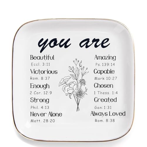Dowoza Christian Gifts for Women Trinket Dish Tray, Religious Catholic Spiritual Gifts for Women Bible Verse Gifts for Christian Teen Girls Birthday Christmas Ring Dish Jewelry Tray Gift