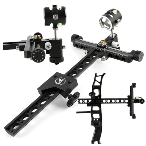 PYMUST Compound Bow Sight Single Pin - 0,059 Fibra ottica e palo lungo, accessorio essenziale per tiro con l'arco per colpi di caccia accurati