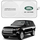 MSDZ Car Front Window Sun Visor Windshield Sunshade for Land Rover Discovery Sport Evoque Freelander LR2 RangeRover Velar Accessories, Grey,Green, 63 x 33.5 inch