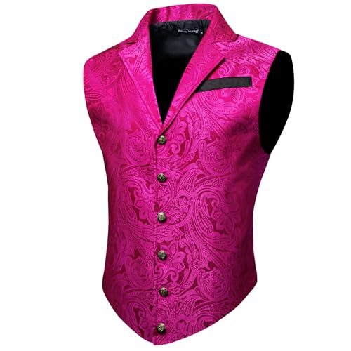 Gilet victorien pour homme Barry.Wang cachemire rose vif style steampunk et gothique