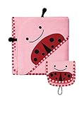 Skip Hop Zoo Baby Infant and Toddler Soft Cotton Hooded Bath Towel and Mitt Washcloth Set, Two Pieces, Multi, Livie Ladybug