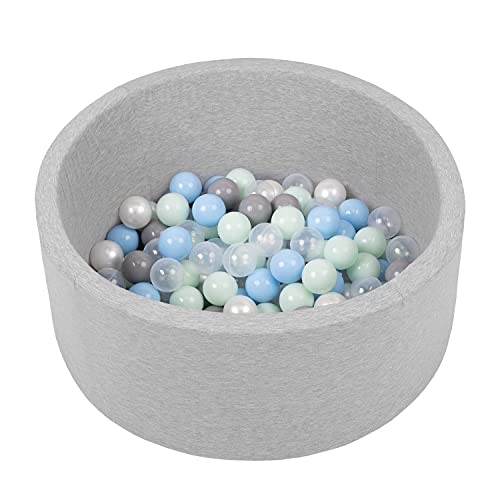 Selonis Soft Ball Pit Pool 70X30cm/150 Balls Round For Baby Toddler Foam, Light Grey:Pearl/Grey/Transparent/Babyblue/Mint