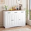 Gizoon farmhouse buffet cabinet with 3 drawers buffet storage cabinet with barn doors wood coffee bar cabinet with adjustable shelf modern sideboard for kitchen dining room living room retro  urban country home decor