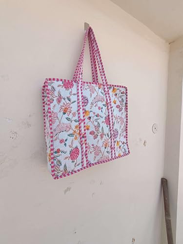 Image of Women's 100% Cotton Lightweight Shoulder Tote Bag with Interior Poeckt Casual Handbag for Women