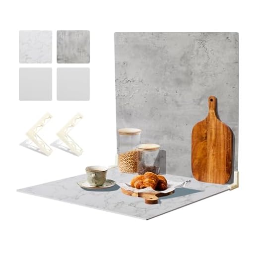 2 PCS Boards Photo Backdrop for Flat Lay, Food Photography Background 24x24 Inch, BEIYANG (Marble+Light Gray)