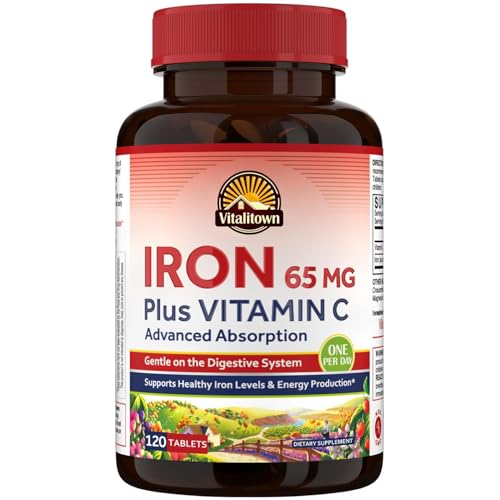Vitalitown Iron Supplement Men, High Potency 65mg Iron