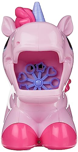 Amazon Basics Kids Outdoor Automatic Unicorn Bubble Blowing Machine With Solution, Gift For Age 3Y+, Pink #TOP3