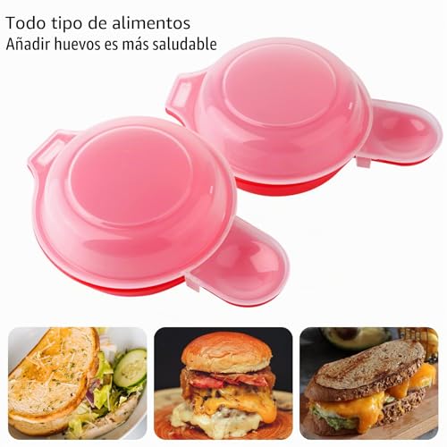 Miniatura 5 de 2 Juegos De Olla Para Huevos De Microondas, Herramienta De Cocina Rápida Para Hacer Tortillas De Hamburgo En 1 Minuto Rojo Y Transparente