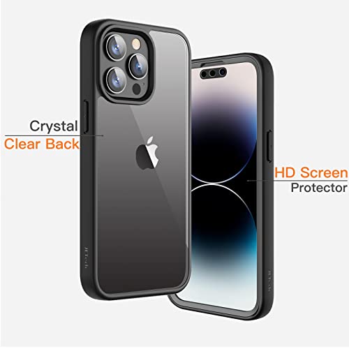 Jetech Case For Iphone 14 Pro 6.1-Inch (Not For Iphone 14 Pro Max 6.7-Inch) With Built-In Screen Protector Anti-Scratch, 360 Degree Full Body Rugged Phone Cover Clear Back (Black) #TOP18