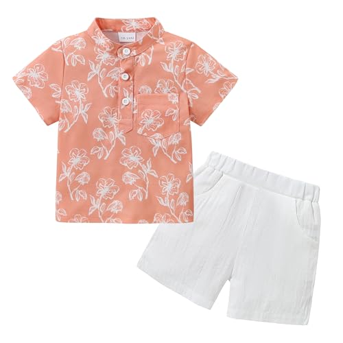 Image of ZOEREA Toddler Baby Boy Clothes Summer Clothing Set Elastic Short Sleeve T-Shirt Tops Waistband Shorts Outfit 18-24 Month