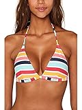 Neckholder bkini Oberteil, bunter Streifen, wattierte, bügellose Cups, im Nacken über breite Bänder zu schließen, unter Brust Blende