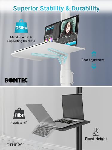 Image of Mobile TV Cart for 23-60 Inch LED LCD Flat Curved Screens TVs, Rolling TV Stand with Locking Wheels Holds Up to 88lbs, Height Adjustable Portable Floor Stand with Media Shelf Tray, Max VESA 400x400mm