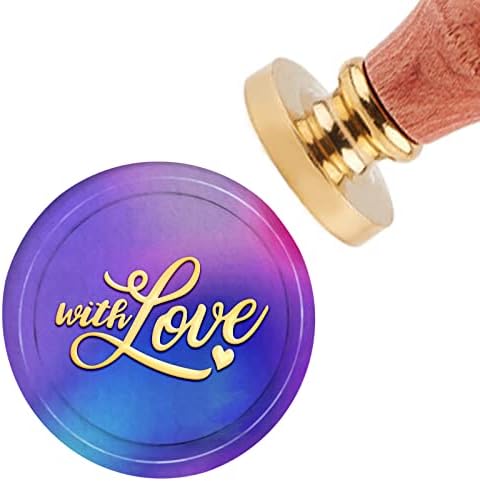 CRASPIRE Wax Seal Stamp Moon, 30mm Sealing Stamp Head Golden with Removable Wooden Handle for Wedding Birthday Invitations Cards Bottle Gift Business Thanks Christmas