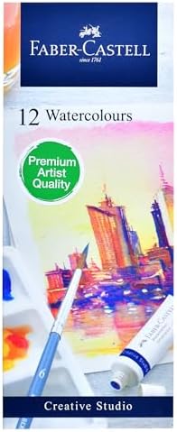 Faber-Castell Creative Studio Watercolour Paint Set โ 12 x 5ml Tubes | Artist Grade Watercolours for Students & Beginners | Painting Colour Set for Paper & Canvas