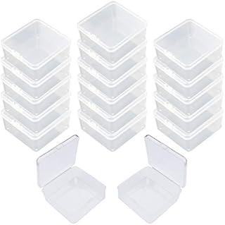Goodma 30 Pieces Square Empty Mini Clear Plastic Organizer Storage Box Containers with Hinged Lids for Small Items and Other Craft Projects (55 x 55 x 35 mm)