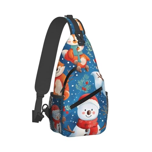 Mochila tipo bandolera Christmas Fox Snowman para mujer y hombre miniatura 2