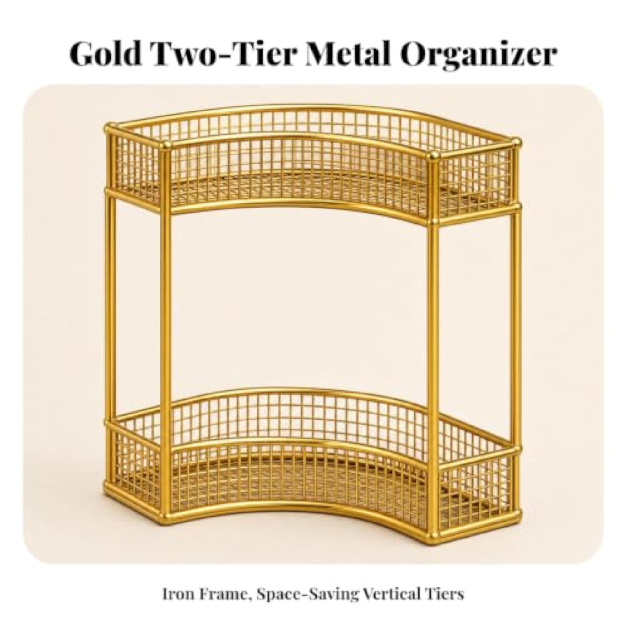 Freestanding Desktop Cosmetics Organizer Rack, Iron Grid