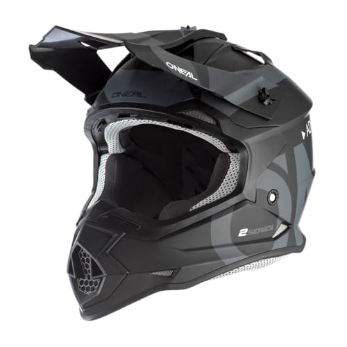 O'NEAL | Motocross-Helm | MX Enduro | ABS-Schale, Lüftungsöffnungen für optimale Kühlung | 2SRS Helmet Slick V.23 | Erwachsene | Schwarz Grau | Größe XXL (63/64 cm)