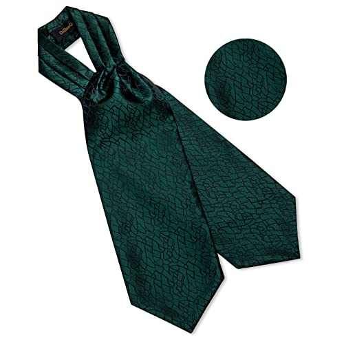 Image of DiBanGu 3PCS Ascot Ties for Men Wedding Jacquard Woven Silk Ascot Cravat for Men Cravat Tie and Pocket Square Set