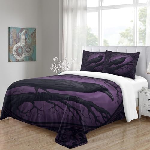 Housse de couette corbeau 3D 135x200 cm avec fermeture invisible - 8