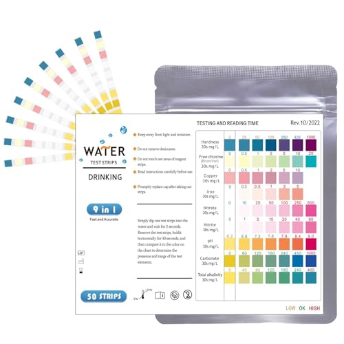Innovess 100 PCS 9-in-1 Aquarium Test Strips for Ponds & Fish Tanks - Water Test Kit for Free Chlorine, Nitrate, Nitrite, pH, Hardness (KH), Iron, Copper & Total Alkalinity