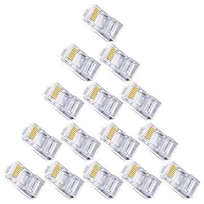 Garneck 100 Pcs Cat 5e Rj45 Ethernet Cable Connectors with Pass-Through Design, Reinforced Clip, PC Material, 1.0mm Wire Hole, for Desktop Computers and Set Box Network Setup