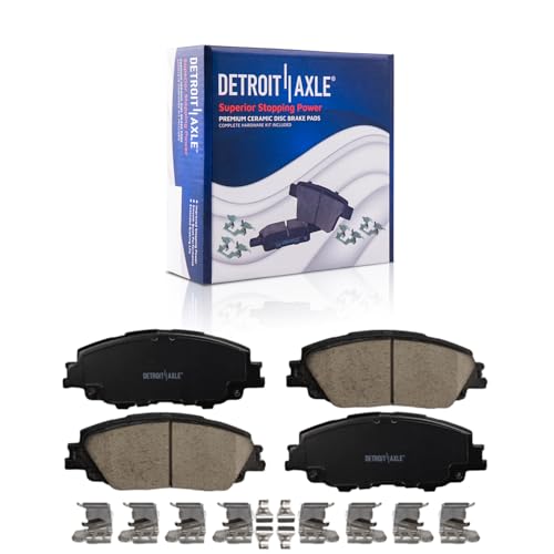 Image of Detroit Axle - Front Brake Pads for 2019-2025 Toyota Corolla | 2023-2025 Prius 2020-2022 Prius Prime, Ceramic Brake Pads with Hardware Set Replacement