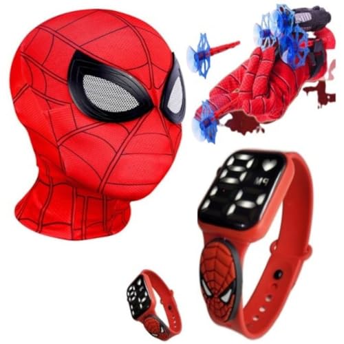SMACTUDO, Máscara,luva lança-dardos e relógio infantil Homem-Aranha_B