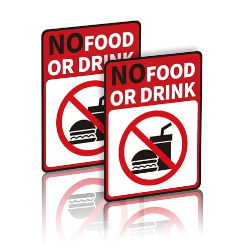 2 PCS No Food or Drink Sign Stickers, Easy Installation Self Adhesive No Food or Drinks Allowed Vinyl Office Slogan