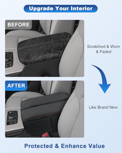 Image of CDEFG for Mazda 2026 CX-90 CX90 Center Console Cover for 2026 Mazda CX-90 CX90 Accessories Armrest Cover Middle Console Pad Car Arm Rest Protector, 2Pcs Leather