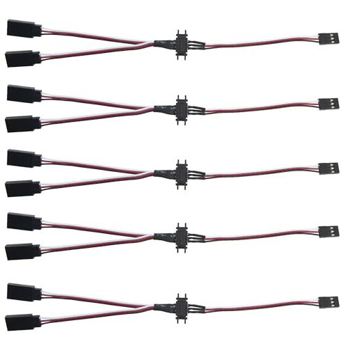 Vgoohobby 5Pcs 22cm Magnetic Snap-on JR Y Cable 1 Male to 2 Female Plugs Extension Cable for RC Cars Planes Drones DIY Models