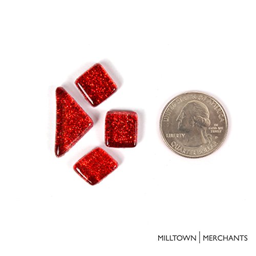 image for Milltown Merchants™ Red Glitter Mosaic Tile Pieces - Bulk Sparkle Mo