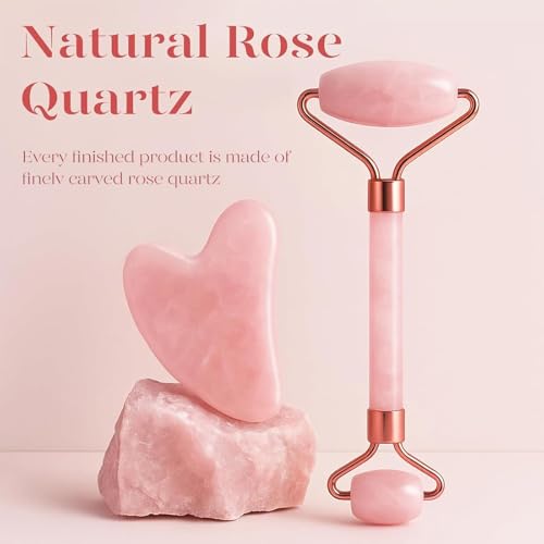 BAIMEI IcyMe Rose Quartz Roller & Gua Sha Set, Cooling Face Roller for Depuffing & Lymphatic Massage, Sculpting Tool for Face, Eyes & Neck, Smooth Skincare Gift for Women and Men - Image 4