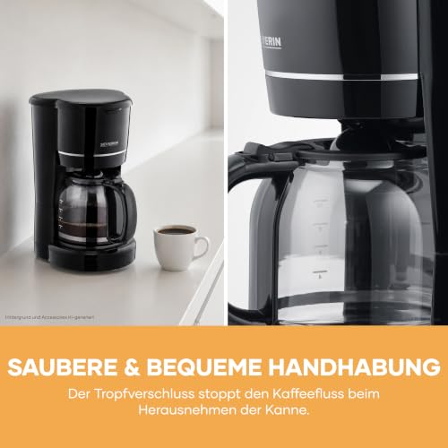 SEVERIN Filterkaffeemaschine, 10 Tassen, Permanentfilter, Glaskanne, Schwarz [KA 4320] – Ansicht 6