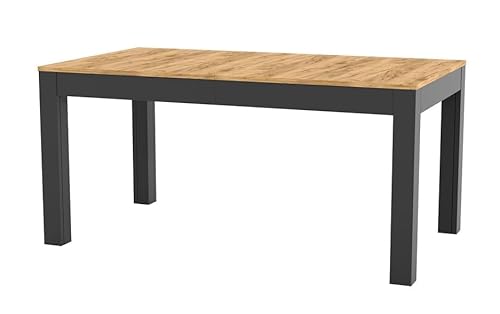 Generisch Tisch Küchentisch Esszimmertisch Esstisch WENUS Ausziehbar 160-300 cm (Schwarz/Craft Eiche)