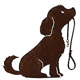Lieferumfang: Metallfigur für den Garten: Hund / Dekohund mit Leine