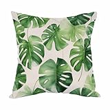 Moslion Palm Pillow,Home Decor Throw Pillow Cover Tropical Hawaii Leaves Palm Tree Cotton Linen Cushion for Couch/Sofa/Bedroom/Livingroom/Kitchen/Car 18 x 18 inch Square Pillow case