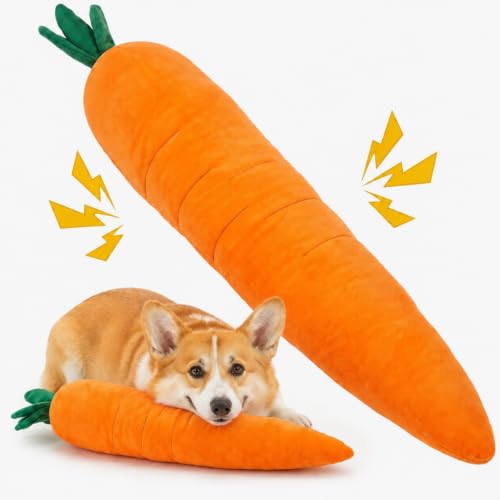 Thenshop 29.5inch Giant Carrot Dog Toy with Squeaker & Crinkle Paper