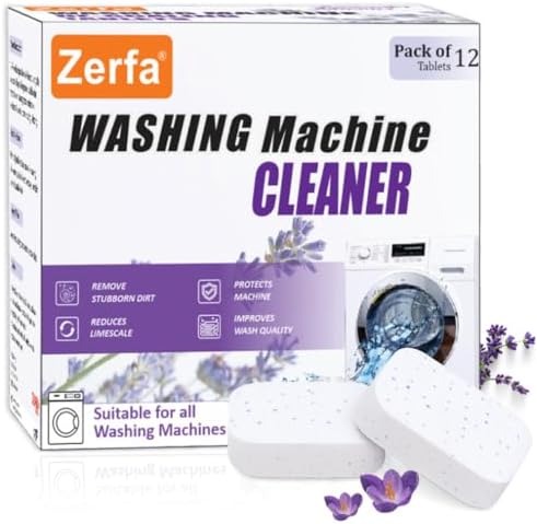 Zerfa 48 Pcs (21g Each, 1kg Pack) Lavender-scented Washing Machine Deep Cleaner Descaler Tablets for All Front and Top Load Machines, with Descaling and Stain-Removing Power