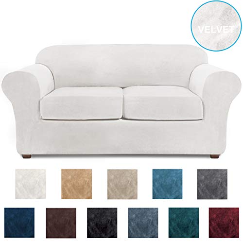 NORTHERN BROTHERS Loveseat Covers for 2 Cushion Couch Velvet 3 Piece